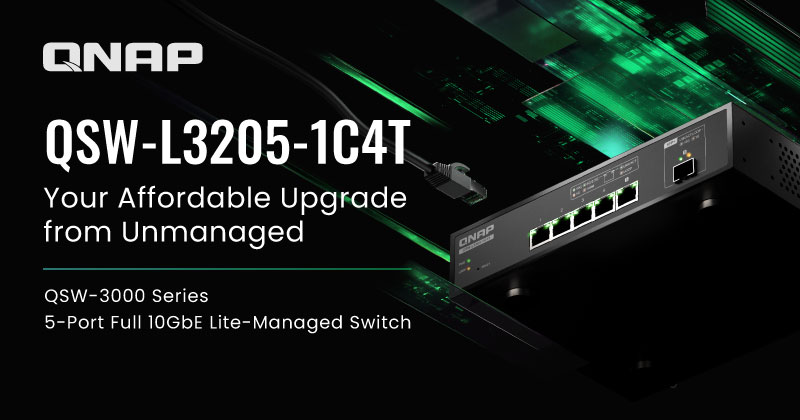 威联通 QNAP 推出轻网管交换机 QSW-L3205-1C4T：4+1 口全 10GbE