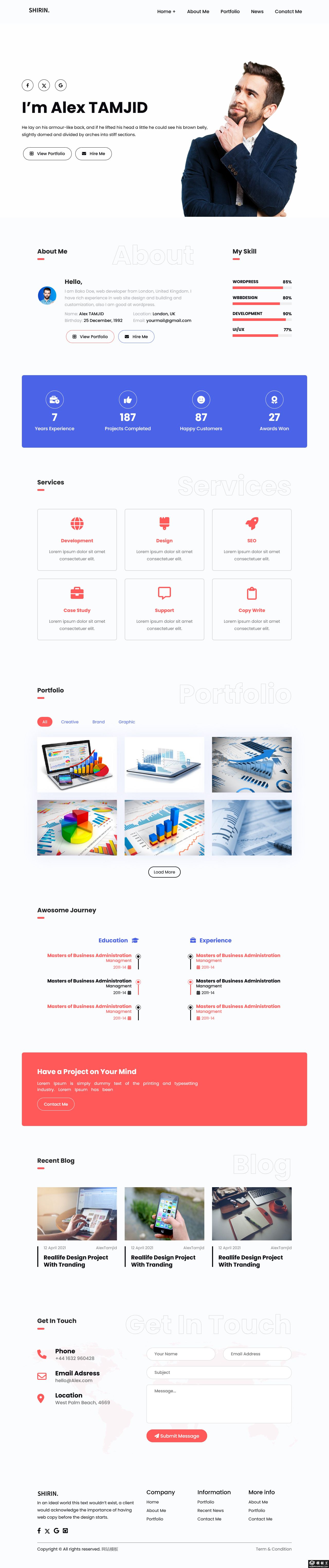 个人形象与专业服务展示网站模板-PC预览