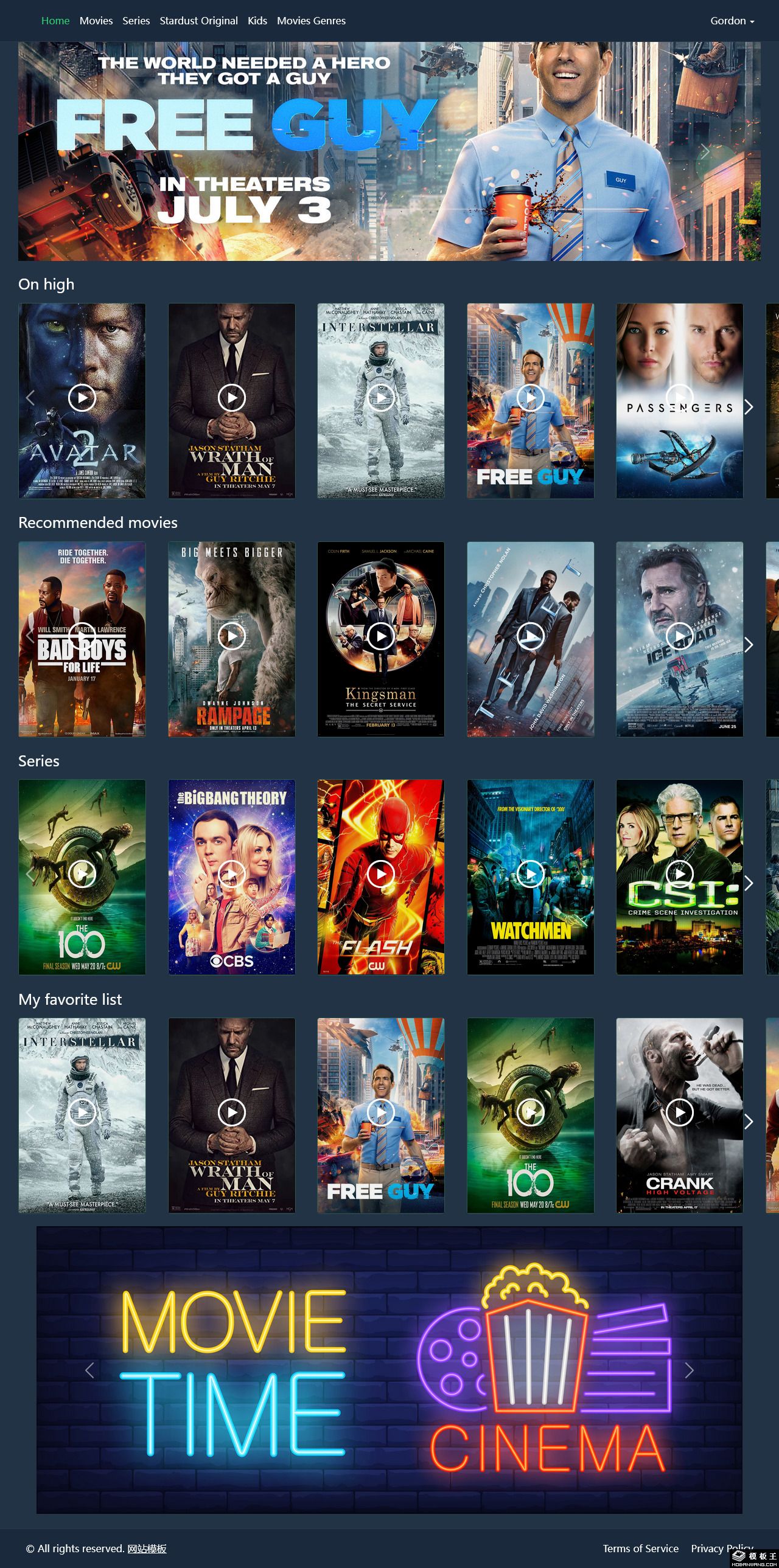 深蓝影视门户网站模板-PC预览