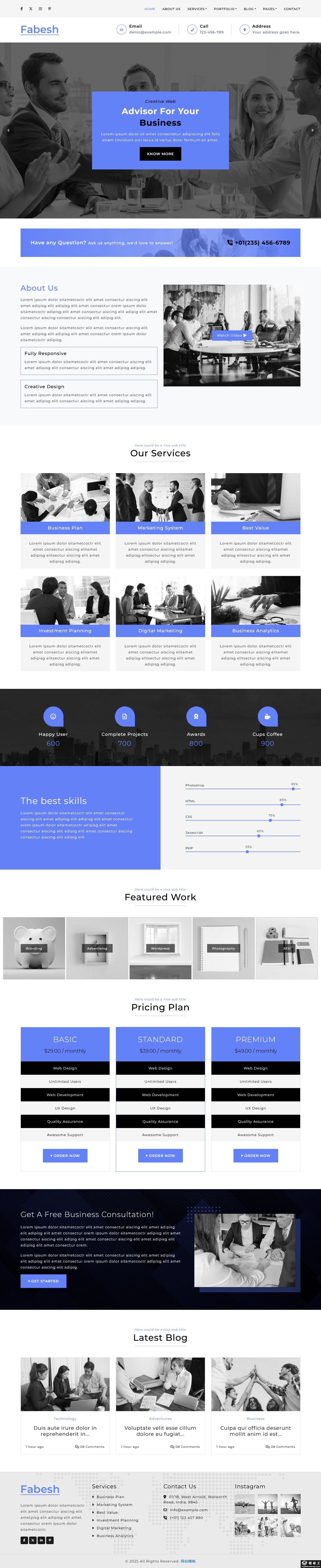 创意商务营销规划网站模板-PC预览