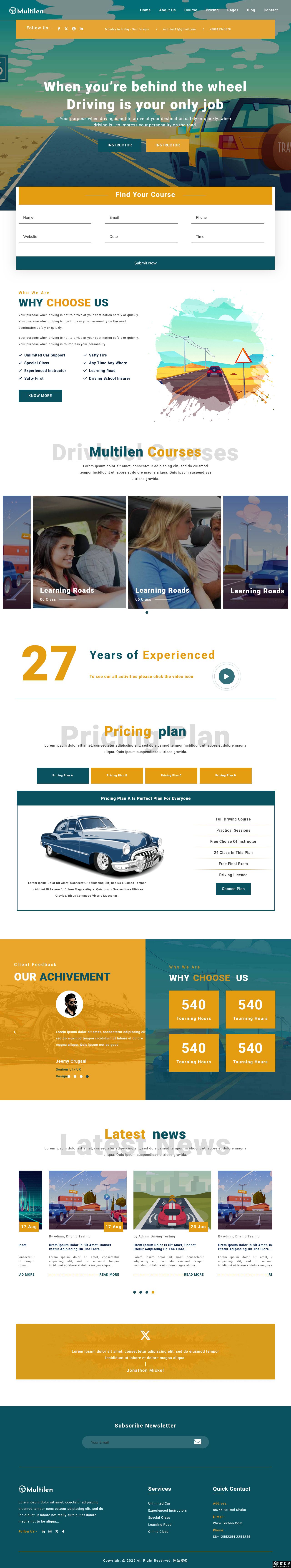驾校学车课程网站模板-PC预览
