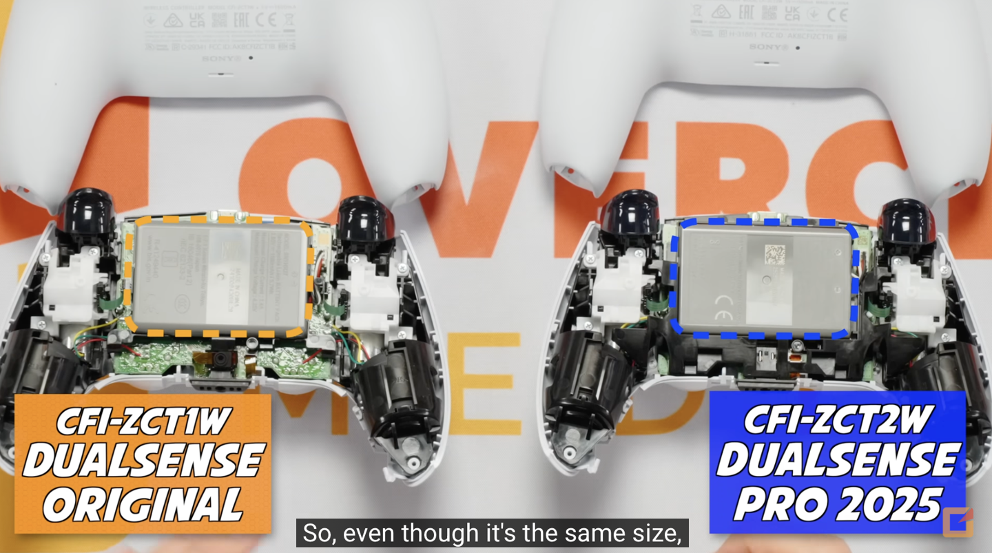 索尼新款 PS5 Pro 游戏机随附 DualSense V3 手柄拆解：电池容量不变、内部设计微调