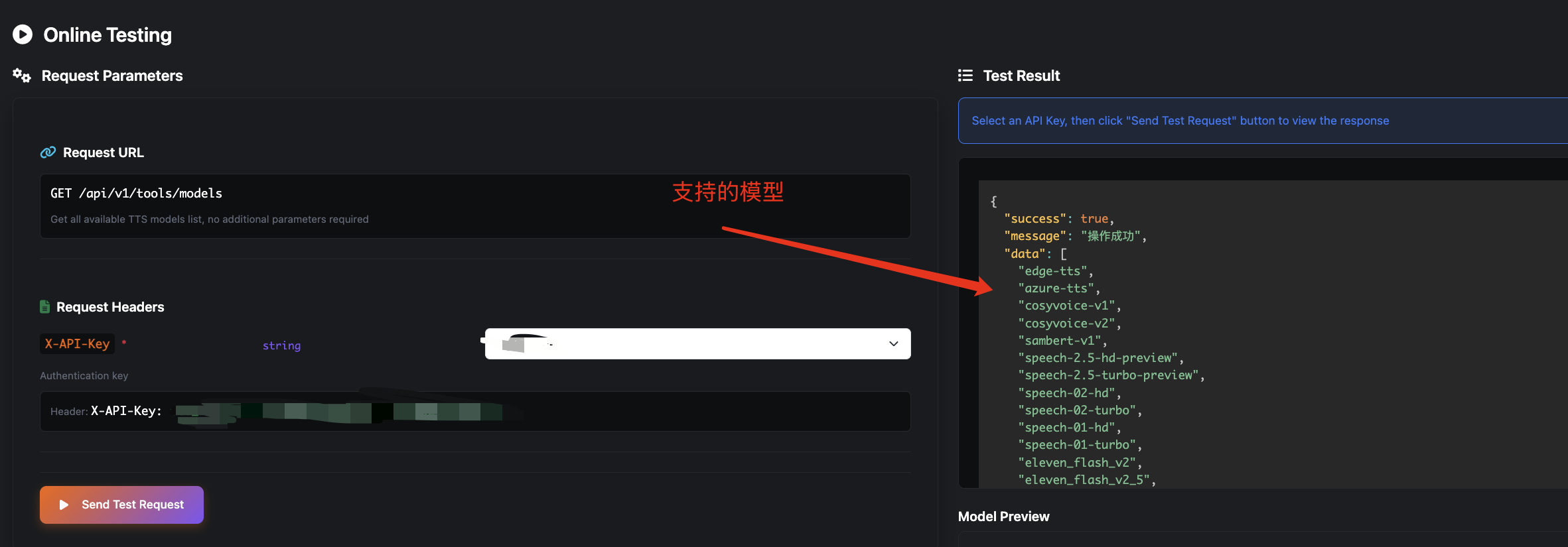 支持的音频模型
