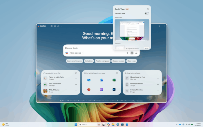 不再吵扰同事：微软 Win11 版 AI 视觉助手 Copilot Vision 首次支持文本输入