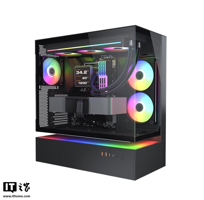 骨伽“凌空”机箱开售：中空悬浮气流架构、可选带屏版本，499 元起
