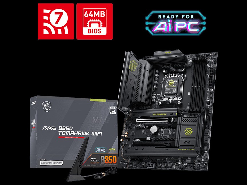 微星带来非 MAX 版本 MAG B850 TOMAHAWK WIFI 主板，规格略有出入