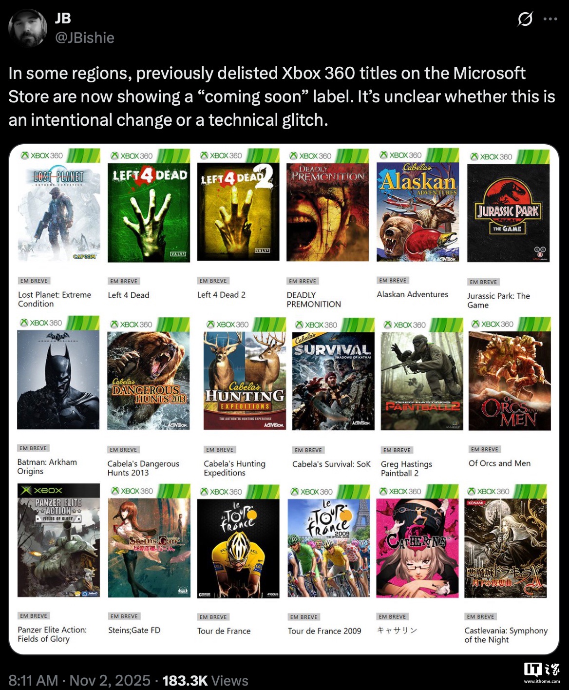 多款已下架的 Xbox 360 游戏重现微软商店，外界猜测官方正测试下一代 Xbox 游戏机向下兼容性