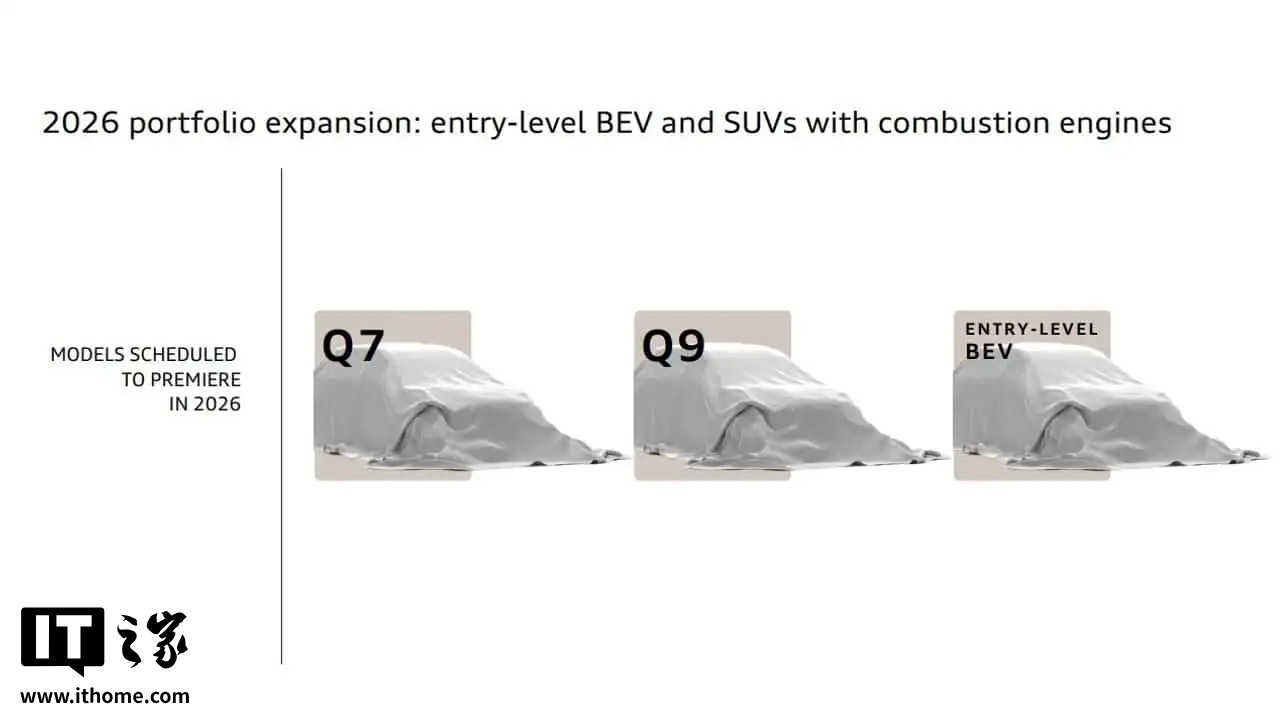 奥迪预告明年三款重磅新车：新一代 Q7、首款 Q9 及入门纯电车型