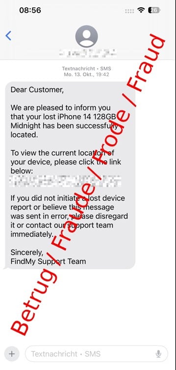 新骗局肆虐网络：用户收到这种 iPhone 找回短信，千万别点