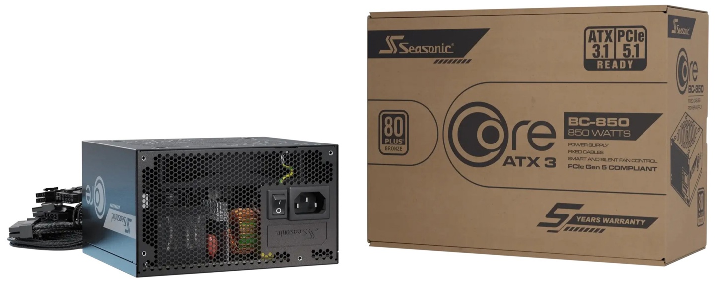 海韵上线 CORE GC / BC ATX 3.1 电源：原生非模组线材，80 PLUS 金牌 / 铜牌