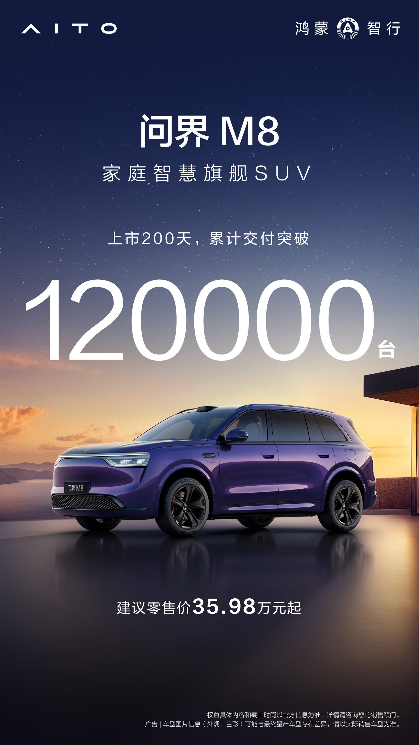 上市 200 天，“家庭智慧旗舰 SUV”鸿蒙智行问界 M8 累计交付突破 12 万台