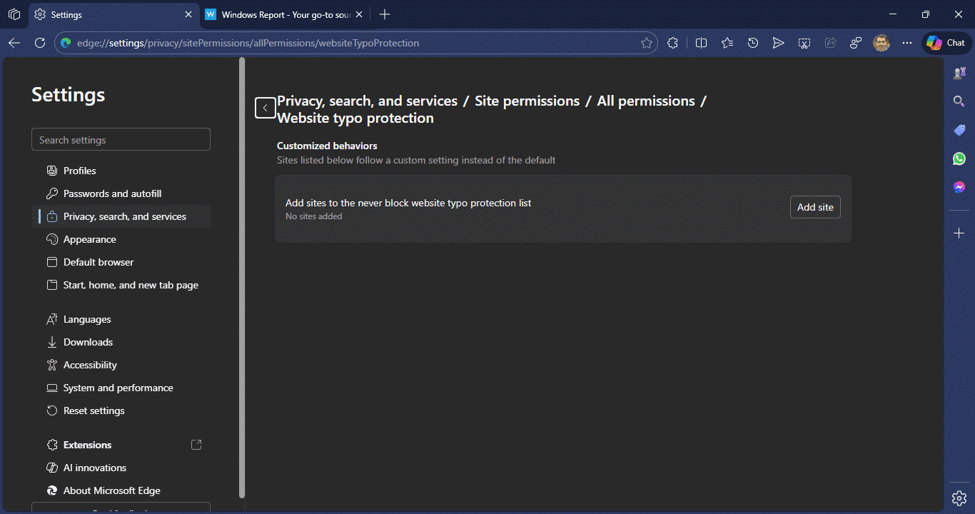 微软 Edge 浏览器地址栏将允许用户跳过拼写错误警告