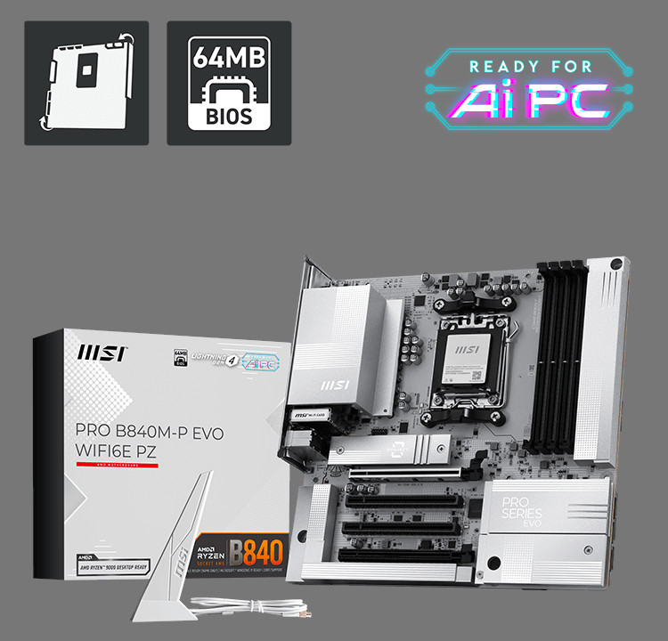 微星推出中端-入门级背插主板 PRO B840M-P EVO WIFI6E PZ