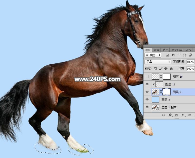 ps完美抠图快速抠出在草原上飞奔的骏马图片教程