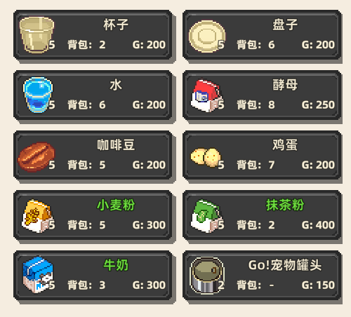 《原地起啡》全地图商店售卖内容介绍