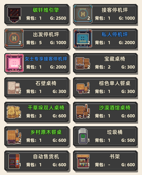 《原地起啡》全地图商店售卖内容介绍