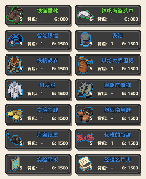 《原地起啡》全地图商店售卖内容介绍