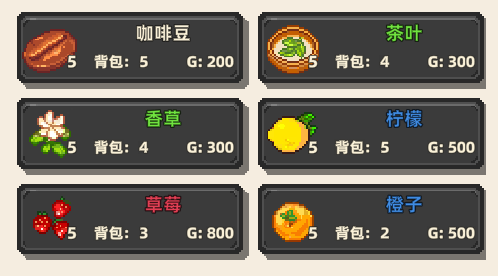 《原地起啡》全地图商店售卖内容介绍