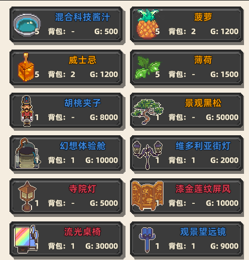 《原地起啡》全地图商店售卖内容介绍