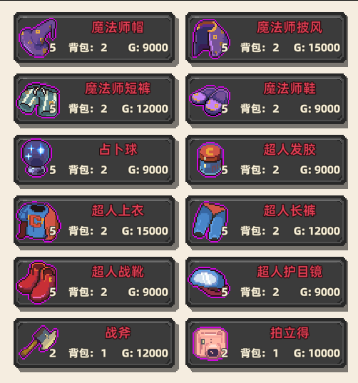 《原地起啡》全地图商店售卖内容介绍