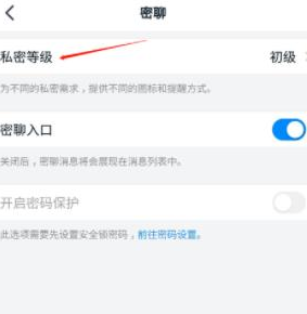 钉钉密聊以及私密等级在哪