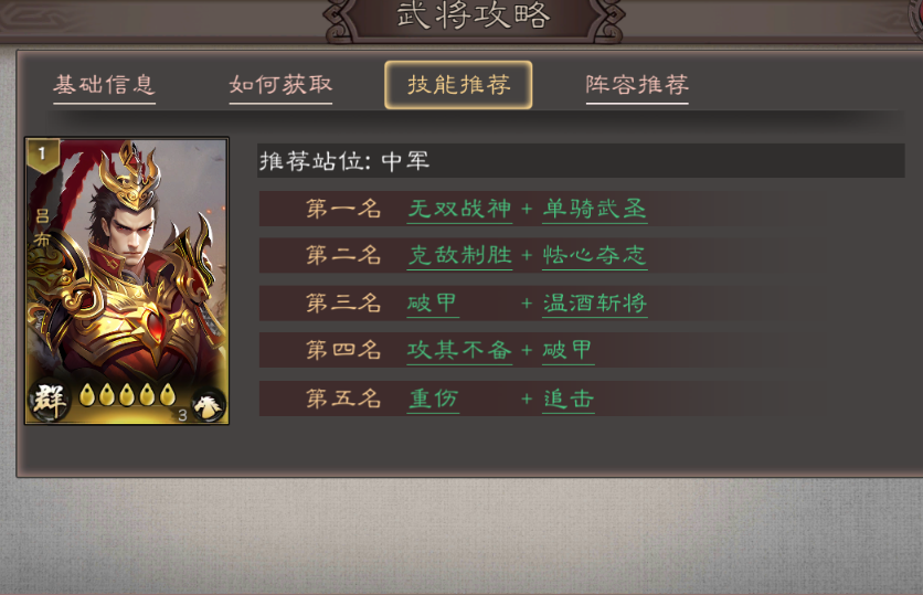 《三国乱世霸王》吕布阵容搭配推荐