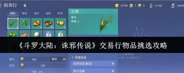 《斗罗大陆:诛邪传说》交易行物品挑选攻略