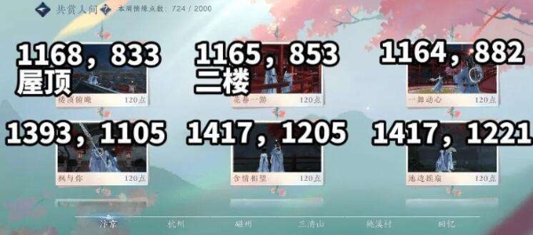 逆水寒手游情缘打卡坐标汇总