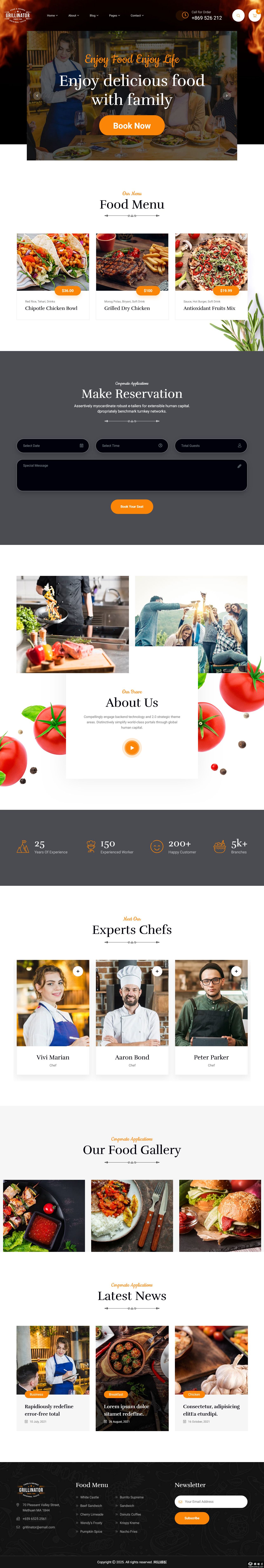 多元餐厅菜品展示网站模板-PC预览