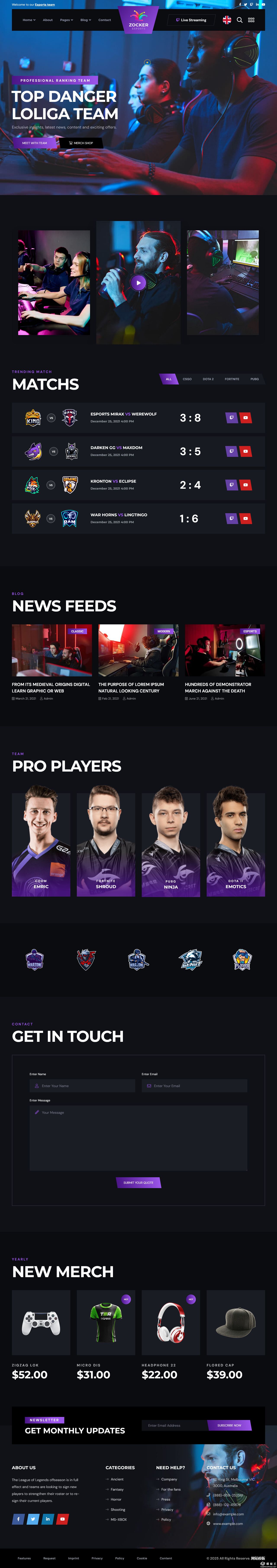 专业酷炫的电竞网站模板-PC预览