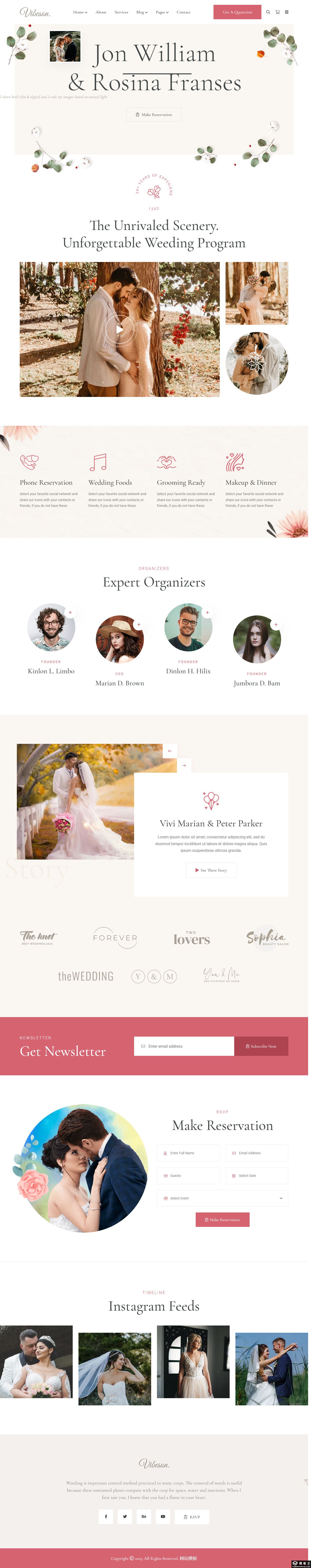 浪漫精致婚礼服务网站模板-PC预览