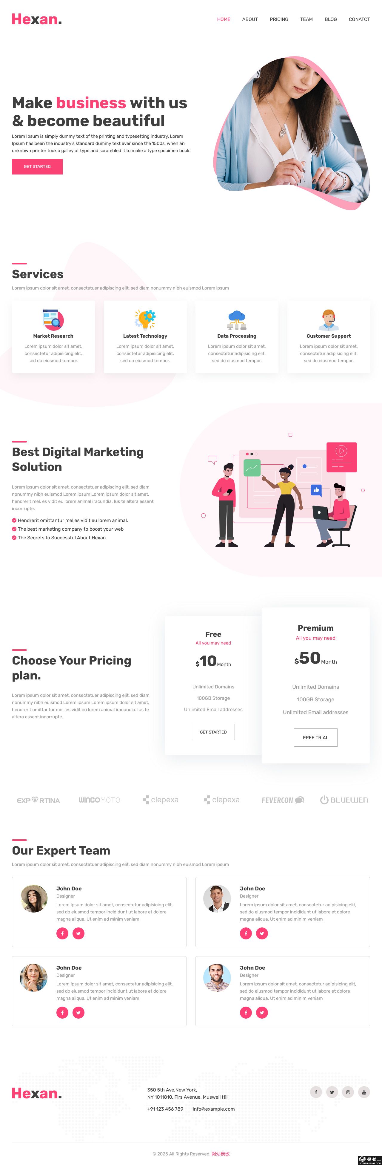 极简数字营销服务公司网站模板-PC预览