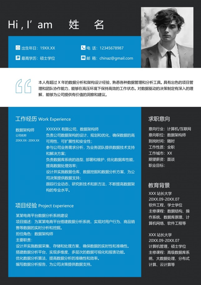 时尚前卫单页个人简历