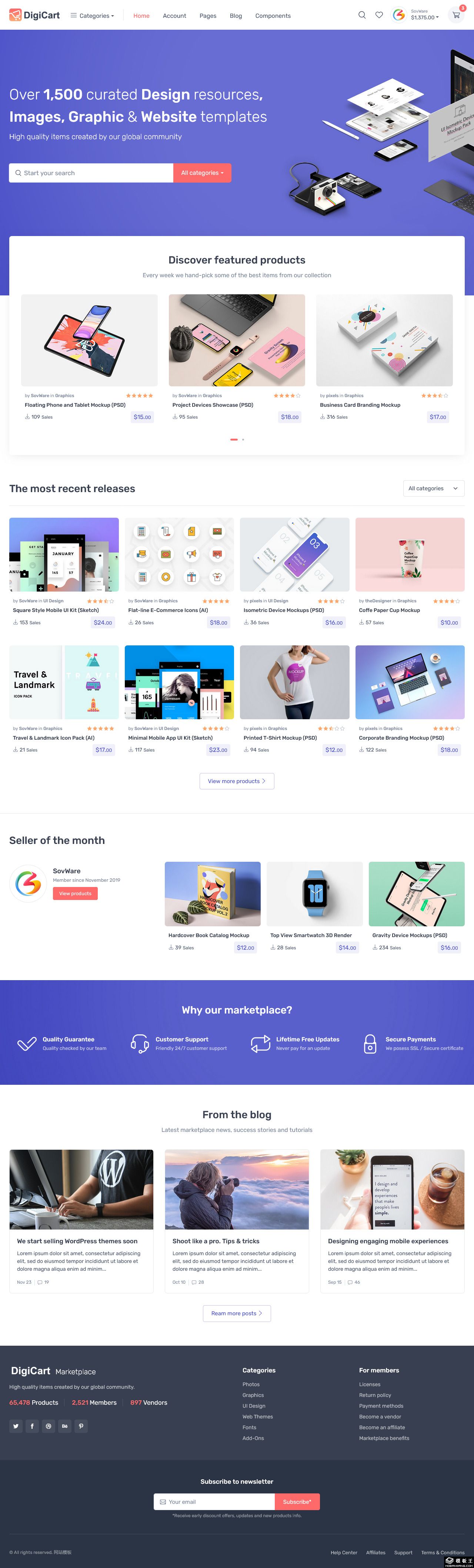 数字素材市场网站模板