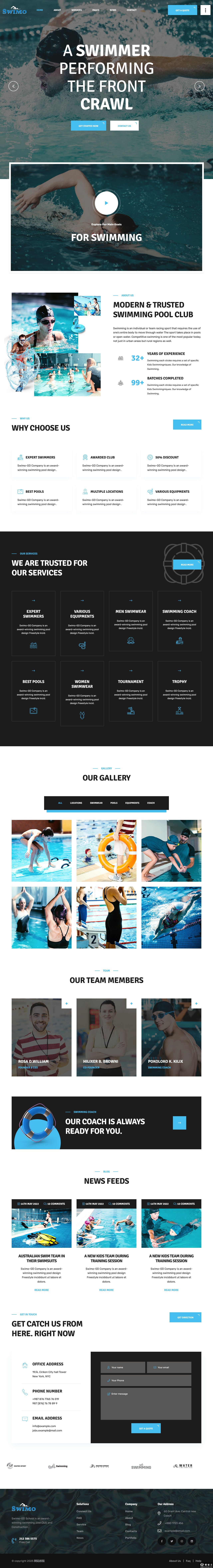 游泳馆服务展示网站模板