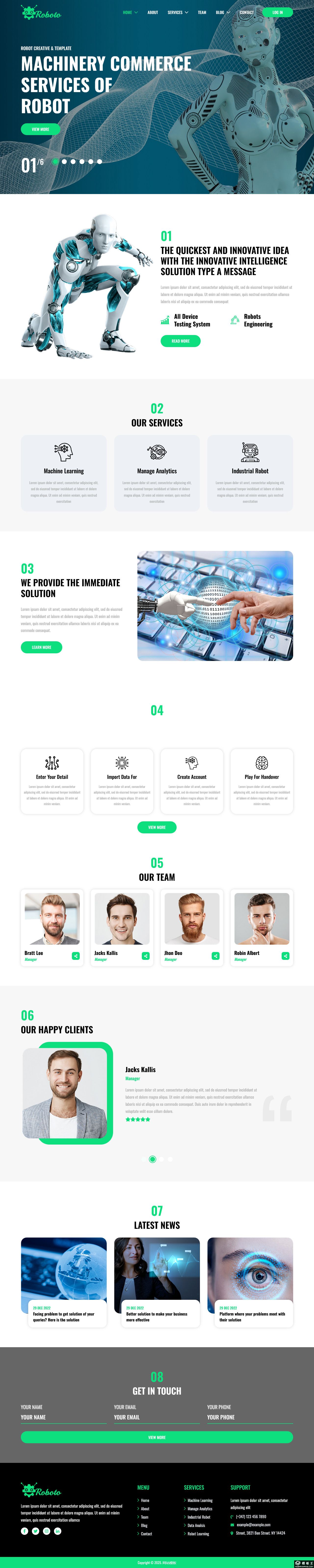 创新机器人研发展示网站模板