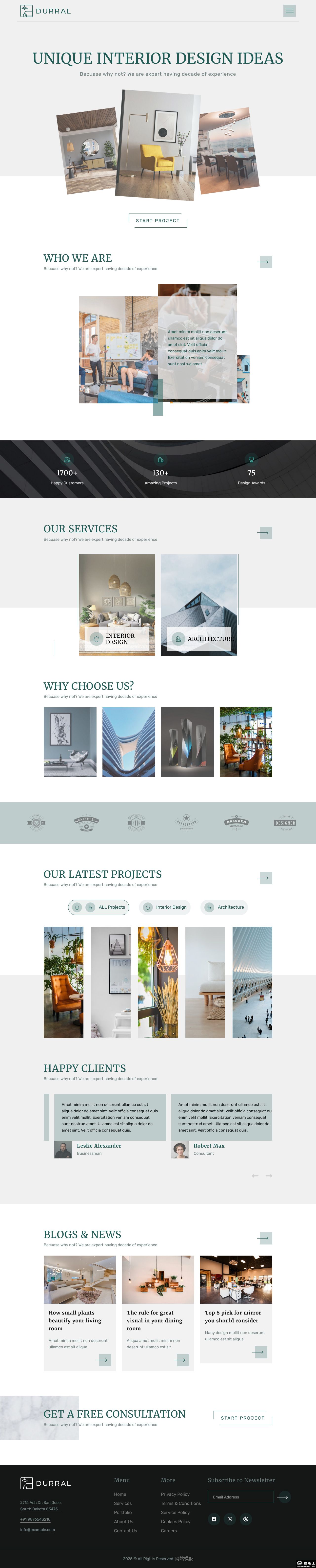 现代创意室内设计网站模板