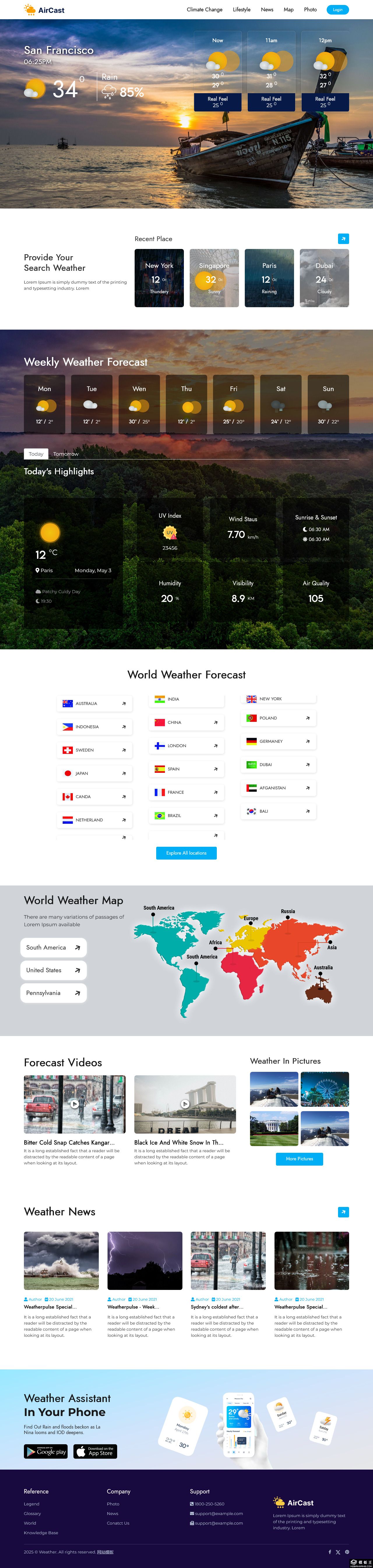 多功能天气信息网站模板