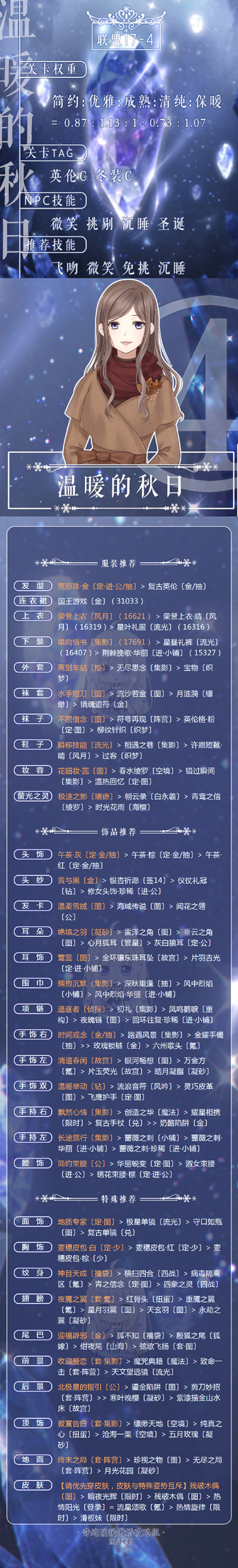 奇迹暖暖温暖的秋日怎么搭配得高分？奇迹暖暖17-4高分搭配攻略