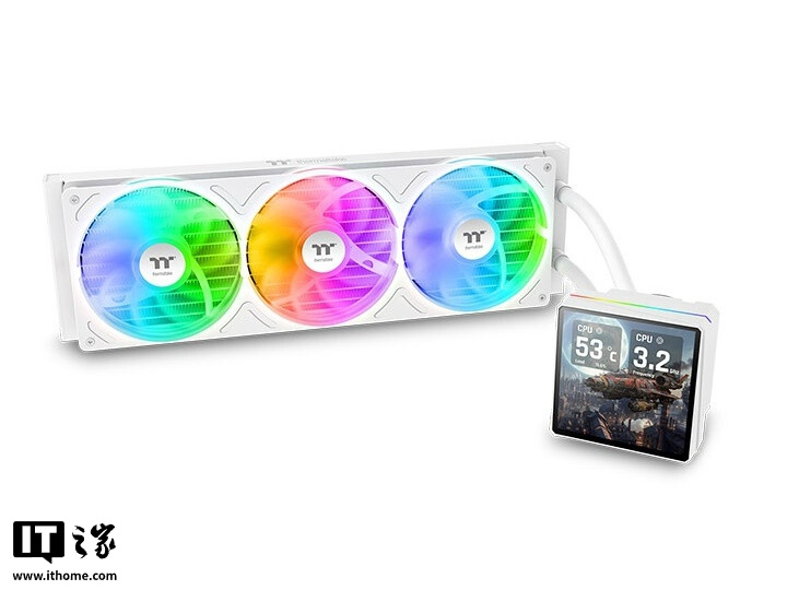 曜越推出 TH360 V3 Ultra ARGB Sync 白色版一体式水冷散热器，内置 4 英寸彩屏