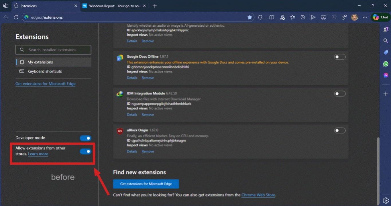 微软悄悄移除 Edge 浏览器的 Chrome 扩展应用商店控制功能，但实际使用无任何变化