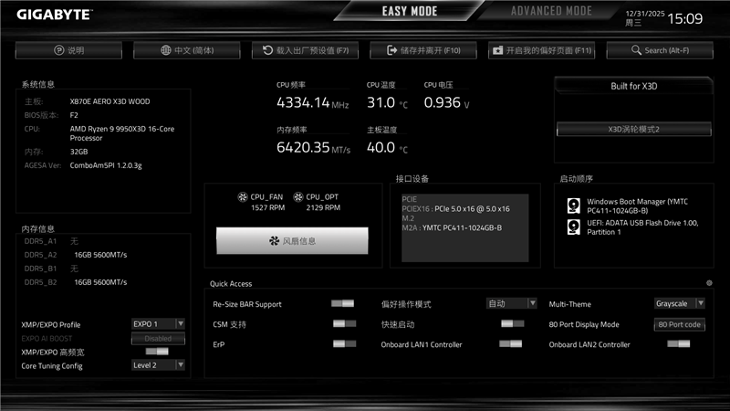 实木元素亮眼！技嘉X870E AERO X3D WOOD主板评测：顶级性能搭配全新设计 DIY审美新高度