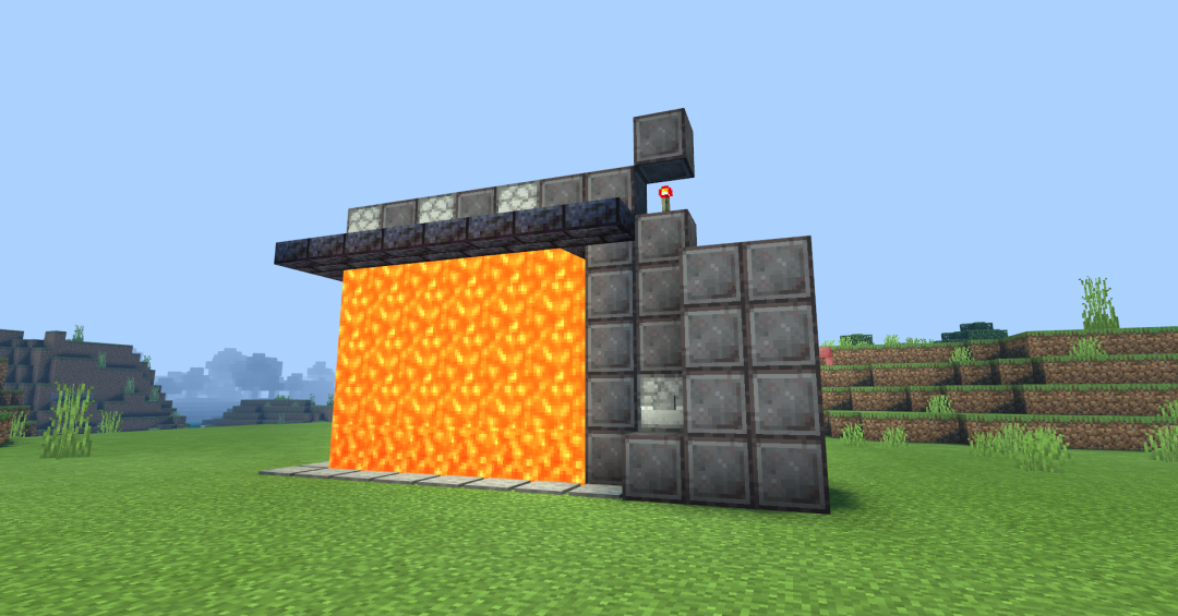 《我的世界：移动版》全自动按钮岩浆门搭建方法