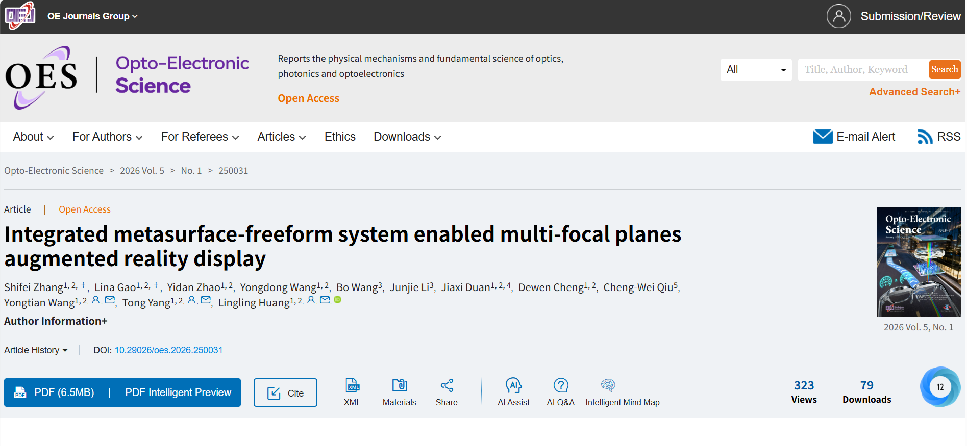 技术破壁！耐德佳联合研发多焦平面AR显示系统，登顶《Opto-Electronic Science》