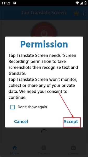 Tap Translate Screen