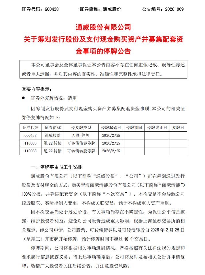 突发！通威股份拟收购丽豪清能100%股权！