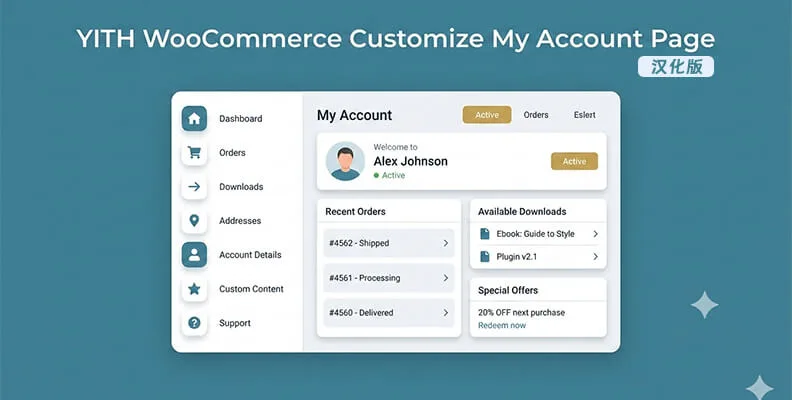 YITH WooCommerce Customize My Account Page Premium v4.27.0 汉化版    用户中心