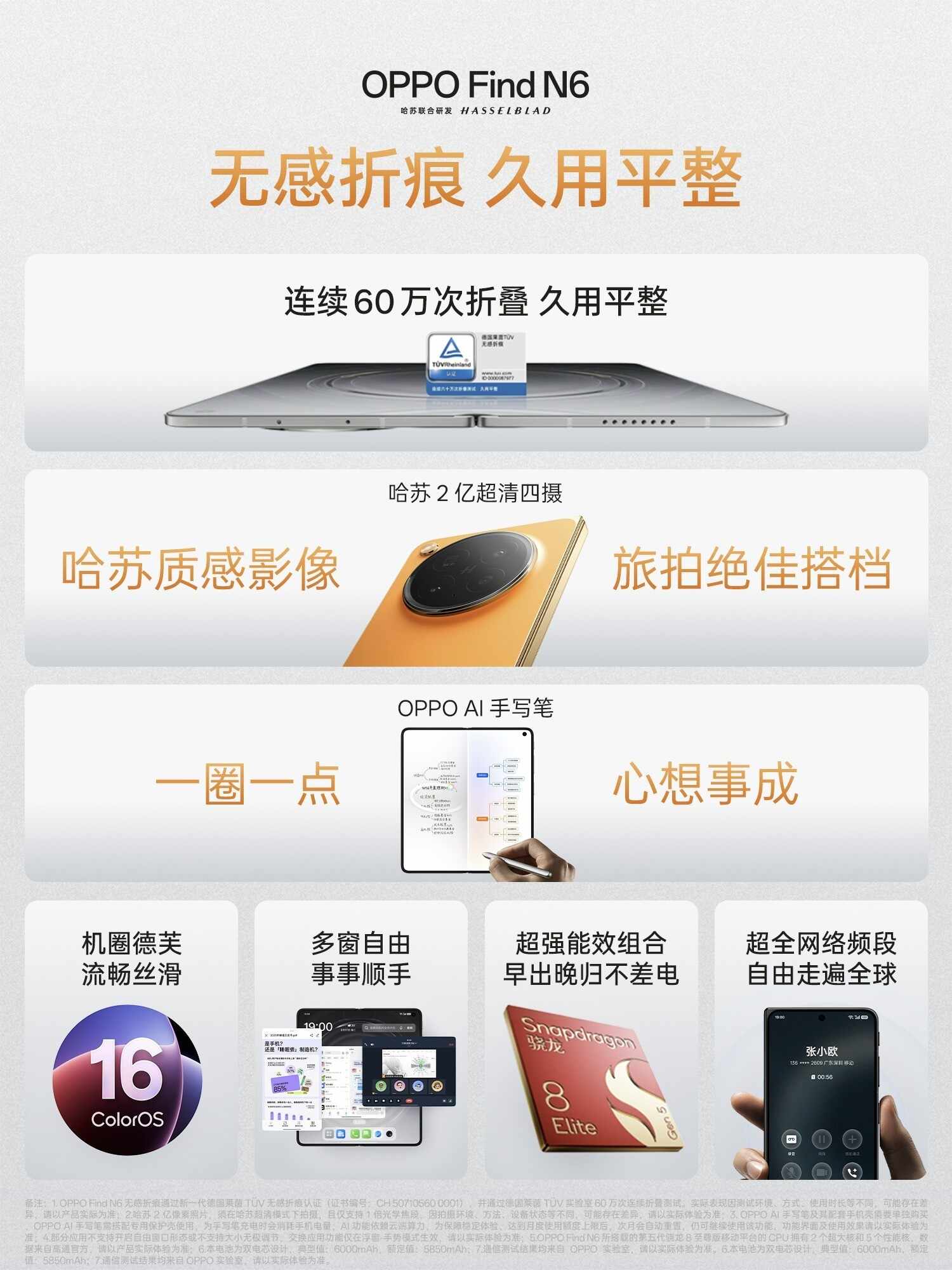 折痕无感 哈苏加持,OPPO Find N6发布9999元起