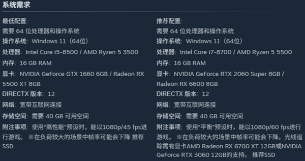 PRAGMATA电脑配置要求